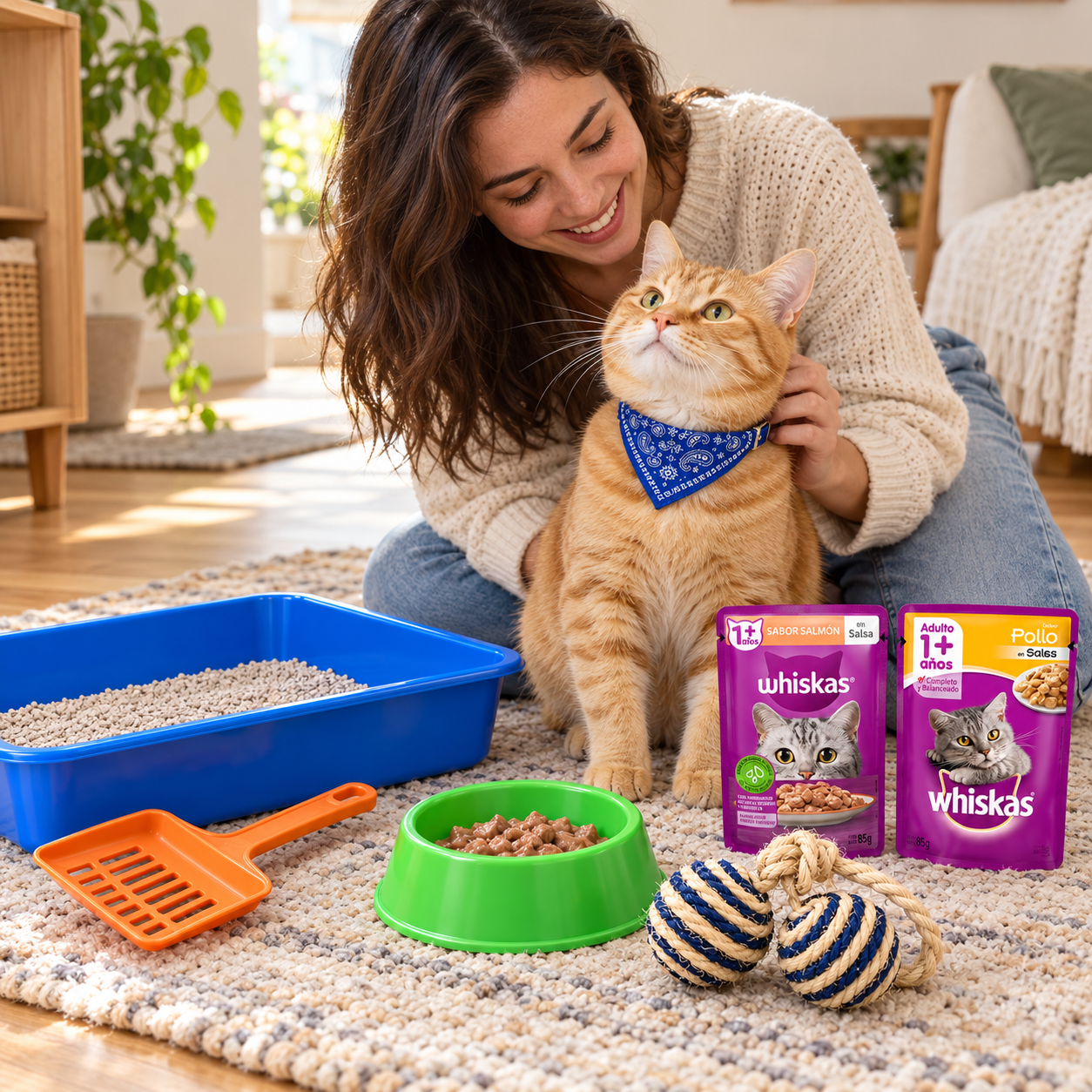 Gato con su kit de bienvenida - Tokio Pet Shop